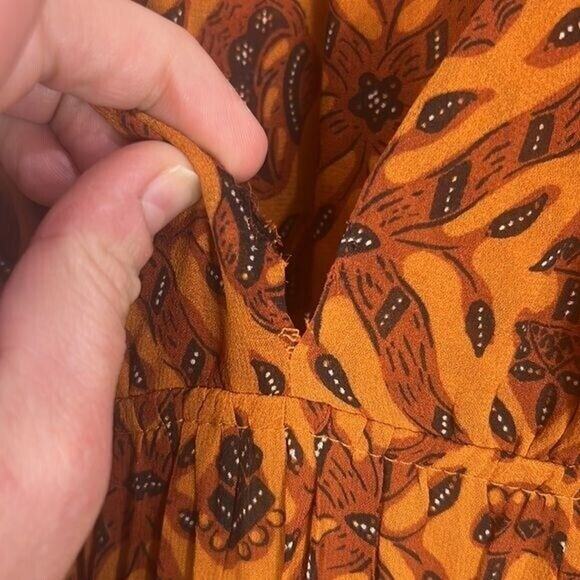Ulla Johnson Printed Anika Dress Sz 2 Burnt Orange boho printed midi sleeveless - Picture 6 of 6